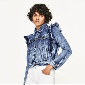 Zara Ruffle Denim Jacket